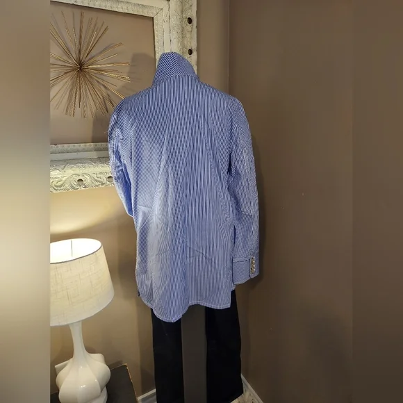 Women's Blue Striped Cotton J. Crew Blazer Size 4 - Picture 4 of 8